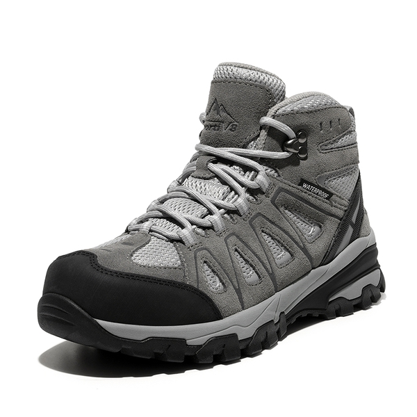 Women's Lightweight Waterproof Hiking Boots - LIGHT GREY -  0